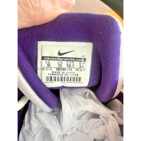 Nike Lebron Zoom VIII TB SIZE 16 White And Purple Sneakers Kicks 330/503 - Picture 13 of 16